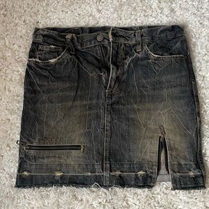 hysteric mud wash zipper distressed mini skirt